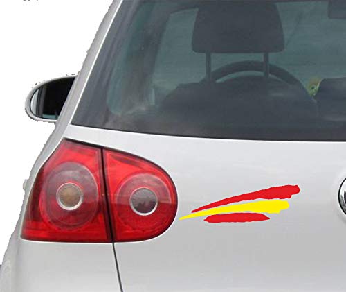 INDIGOS UG - Pegatina - para Coche - JDM - Troquelada - Coche - Bandera España - España - 3 Rayas - 110x30 mm - Ventana Trasera - para Ventana Trasera Barco Coche Tuning camión