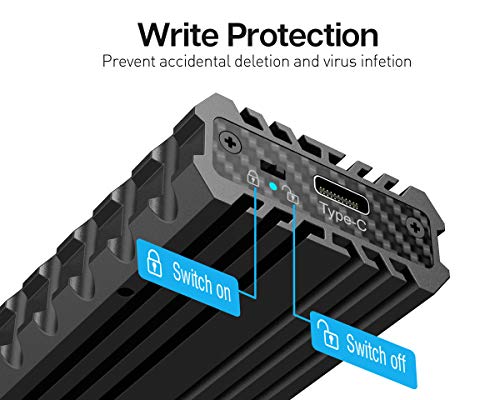 ineo M.2 PCIe NVMe USB C 3.1 Gen 2 Tipo-C Carcasa de Aluminio (Picatinny Rail) SSD Enfriamiento Caja Externa para 2280 2260 2242 2230 m2 PCIe NVMe SSD [C2597-NVMe]