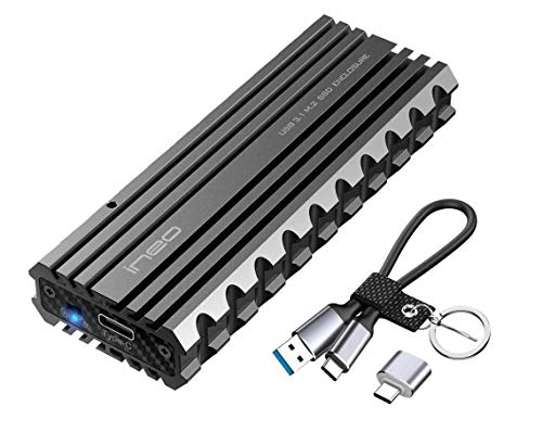 ineo M.2 PCIe NVMe USB C 3.1 Gen 2 Tipo-C Carcasa de Aluminio (Picatinny Rail) SSD Enfriamiento Caja Externa para 2280 2260 2242 2230 m2 PCIe NVMe SSD [C2597-NVMe]