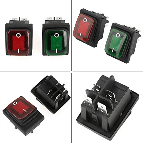 Interruptor Basculante para Barco Tipo SPST ON-OFF Rojo Verde Lámpara Mini Boat Rocker Interruptor 4 Pin 2 Posición Interruptor de Indicador de Barco Rocker 4 Piezas