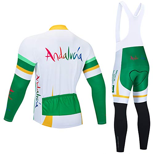 Invierno Conjunto Manga Larga Maillot de Ciclismo, Hombre Ropa de Ciclismo y Culotes Pantalones de Ciclismo para Bicicleta