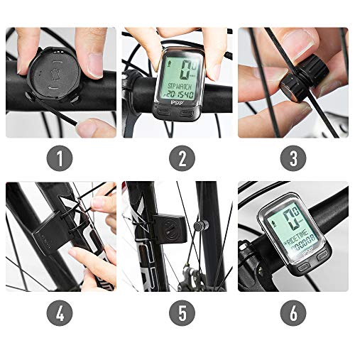 IPSXP Velocímetro inalámbrico Bicicleta, Computadora de Bicicleta Impermeable, Velocímetro Bici, Cuentakilómetros para Bicicleta Inalámbrica con Pantalla LCD y 5 Idiomas