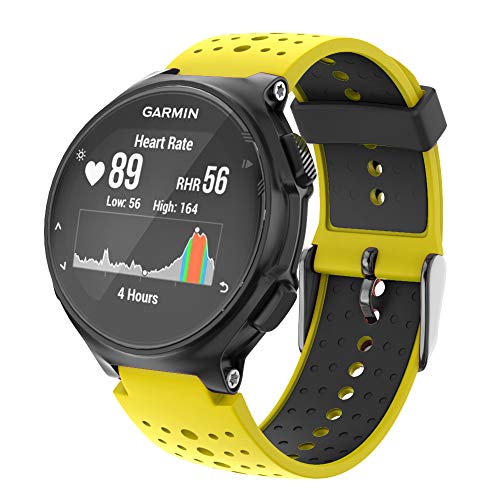 ISABAKE Correa para Garmin Forerunner 735XT 235 230 220 620 630 Accesorios, Correa de Repuesto de Silicona Suave para Garmin 235/230/620/630/35XT (Amarillo)