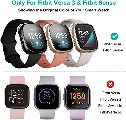 ivoler 4 Pack, Protector de Pantalla para Fitbit Versa 3 / Fitbit Sense, Vidrio Templado HD con PC Funda, Fundas Protectoras para Reloj Fitbit Versa 3/Sense