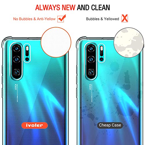 ivoler Funda para Huawei P30 Pro/Huawei P30 Pro New Edition, Carcasa Protectora Antigolpes Transparente con Cojín Esquina Parachoques, Flexible Suave TPU Silicona Caso Delgada Anti-Choques Case