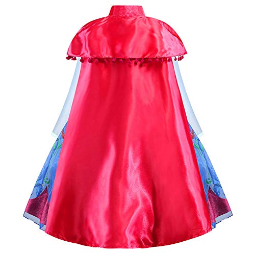 IWEMEK Disfraz Anna Niña Vestido de Princesa Ana con Capa Accesorios Set Traje Carnaval Halloween Navidad Fiesta Theme Fancy Dress Costume Regalos de cumpleaños Outfits Azul Set 3-4 años