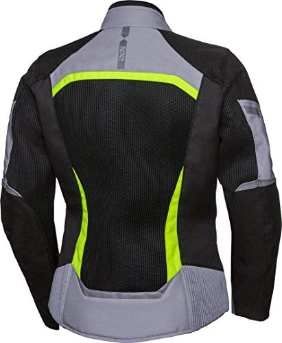 IXS Sport Andorra-Air - Chaqueta de moto para mujer, color negro, gris y neón, talla S