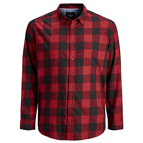 Jack & Jones Jjegingham PS Noos-Camiseta de Sarga (Talla L/S) Camisa, Color Rojo, 3XL para Hombre