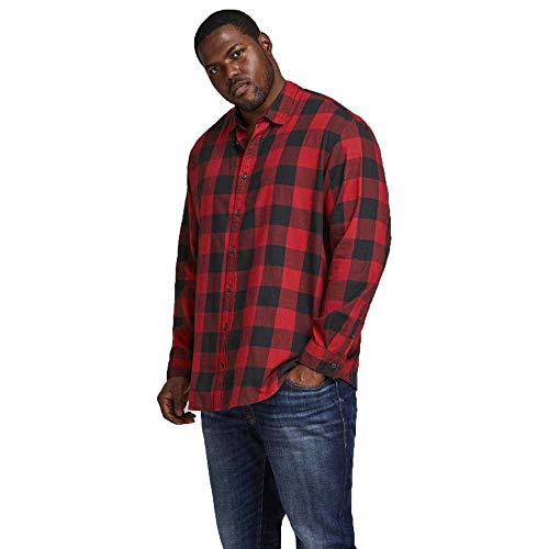 Jack & Jones Jjegingham PS Noos-Camiseta de Sarga (Talla L/S) Camisa, Color Rojo, 3XL para Hombre