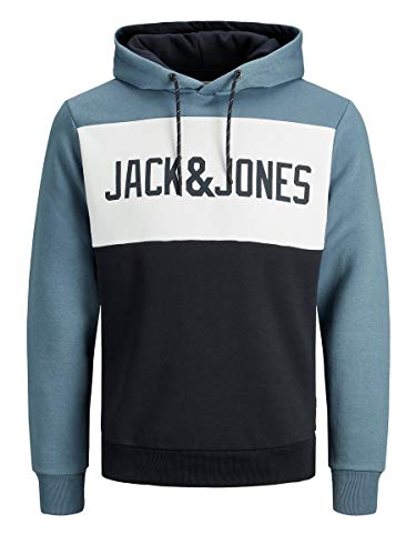 JACK & JONES JJELOGO Blocking Sweat Hood STS Sudadera con capucha, Azul (China Blue), M para Hombre