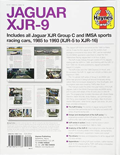 Jaguar XJR-9 Owners' Workshop Manual: 1985-1992 (XJR-5 to XJR-17) (Haynes Owners' Workshop Manual)