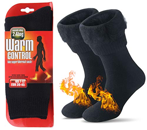 JARSEEN Térmicos de Invierno Calcetines de Lana Super Calor Gruesa Calentar Suave Cómodo Calcetines de Mujer Hombre (Nuevo Negro, L/Hombre 39-45; Mujer 40-45)