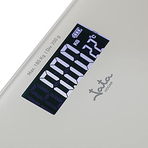 Jata Hogar HBAS1504 - Báscula digital con tecnología Bluetooth. Analiza peso, IMC, grasa, masa y agua corporal. Memoria para 8 personas. Hasta 180 kg