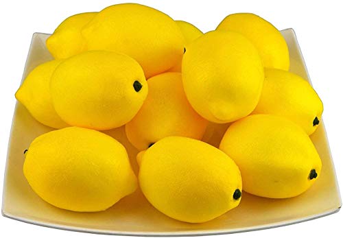 JEDFORE - Limón artificial realista simulación de frutas falsas limones para la casa cocina decoración del partido amarillo 12 unids set