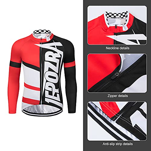 JEPOZRA Ciclismo Manga Larga Conjunto Para Hombre Respirable Al Aire Libre Bicicleta Maillot Almohadilla Gel Deportiva Ciclista Jersey Secado RáPido Bicicleta Ropa