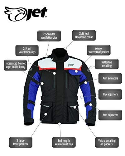 JET Chaqueta Moto Hombre Textil Impermeable con Armadura Aero Cool MERICANA (L (EU 50-52))