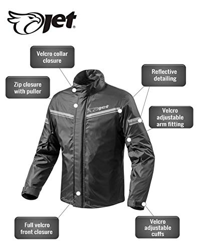 JET Moto Chaqueta Ropa de Agua con Estuche (M, Negro)