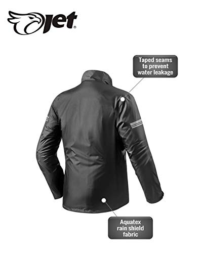 JET Moto Chaqueta Ropa de Agua con Estuche (M, Negro)