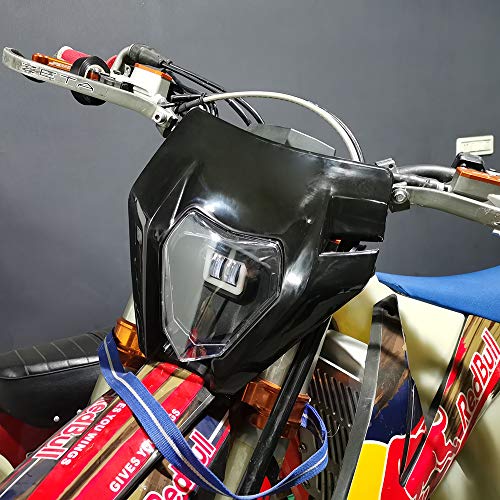 JFG RACING - Faro delantero de motocicleta de led universal, con carenado, para KTM EXC250, SX250, SXF250, EXC450, SX350, SXF450 y EXC525, moto de cross, moto de enduro, Supermoto - color blanco