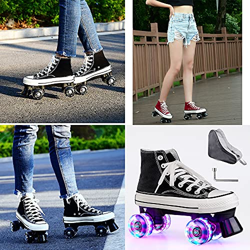 JieDianKeJi Flash Roller Skates Spot Venta al por Mayor Nuevos Patines de Lona de Cuatro Ruedas para niños Adultos Patines de Doble Fila
