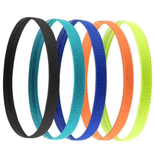 Jinlaili Diadema Deportiva Elásticas, 5 pz Cinta Pelo Deporte, Cintas de Pelo para Fitness para Mujer, Bandas de Cabeza Silicona Antideslizante para Mujeres y Hombres