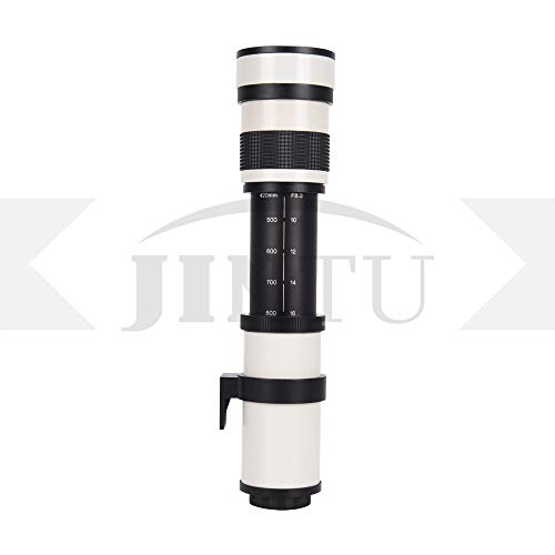 JINTU 420-800mm Teleobjetivo Cámara Zoom Lentes F/8.3-16 Manual MF para Canon NIKON DSLR Cámaras Digitales 60D 70D 80D 90D 4000D 1200D D90 D5600 D5000 D5100 D3200 D3500 D7200 Aleación de Aluminio