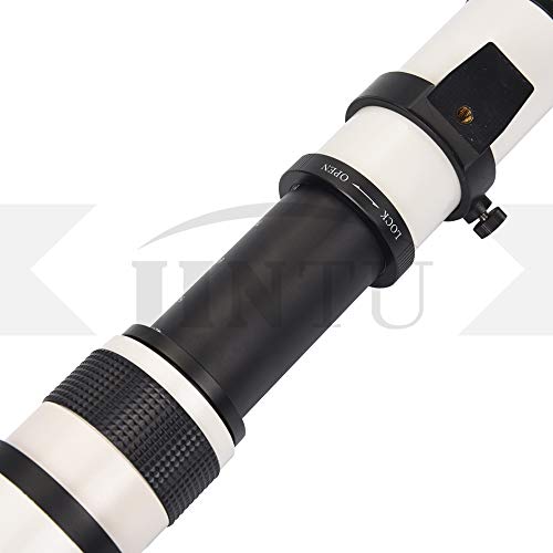 JINTU 420-800mm Teleobjetivo Cámara Zoom Lentes F/8.3-16 Manual MF para Canon NIKON DSLR Cámaras Digitales 60D 70D 80D 90D 4000D 1200D D90 D5600 D5000 D5100 D3200 D3500 D7200 Aleación de Aluminio