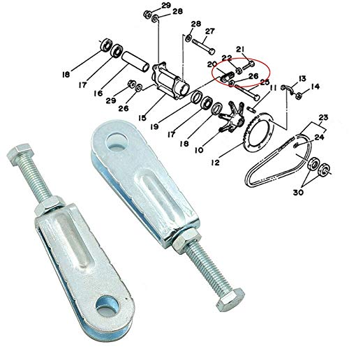 Jiuyue-shoes, FJY-Parts, 2pcs Tensor de la Cadena ajustador del Tensor portaequipajes Trasero Apto for Yamaha Raptor 350 YFZ350 05-16 Guerrero/Banshee Blaster 350 200 125 Grizzly