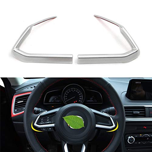 Jiuyue-shoes, FJY-Parts, Dirección 2pcs Rueda de Coche del Recorte de Las Lentejuelas Pegatina Cubierta for Mazda 3 6 CX3 CX3 CX5 CX5 CX8 CX 9 Axela Atenza 2017 2018 Accesorios (Color Name : Plata)