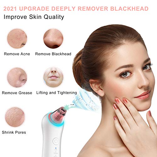 JOLIGAEA Limpiador de Poros Facial con Luz Azul/Rojo, Succionador de Puntos Negros Limpiador Facial Blackhead Remover Kit, USB Recargable, 4 Cabezales y 3 Modos para Espinillas y Acné