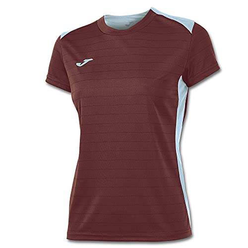 Joma Campus II - Camiseta de equipación de manga corta para mujer, color burdeos / celeste, talla M