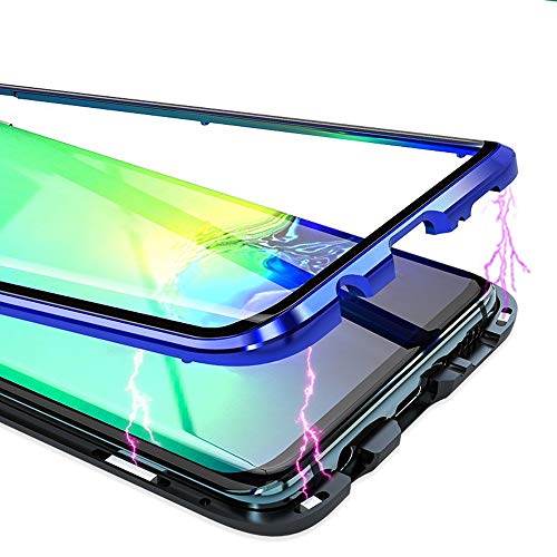 Jonwelsy Funda para Samsung Galaxy S10, Adsorción Magnética Parachoques de Metal con 360 Grados Protección Case Cover Transparente Ambos Lados Vidrio Templado Cubierta para Samsung S10 (Morado)