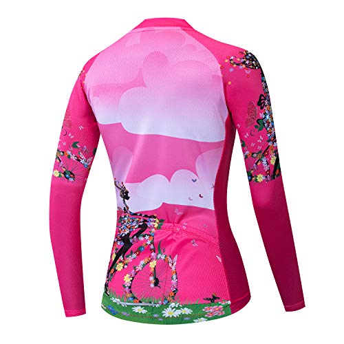 JPOJPO Maillot de ciclismo para mujer, manga larga, para invierno, Niñas, Riding Girl., L(For Your Chest 34-36")