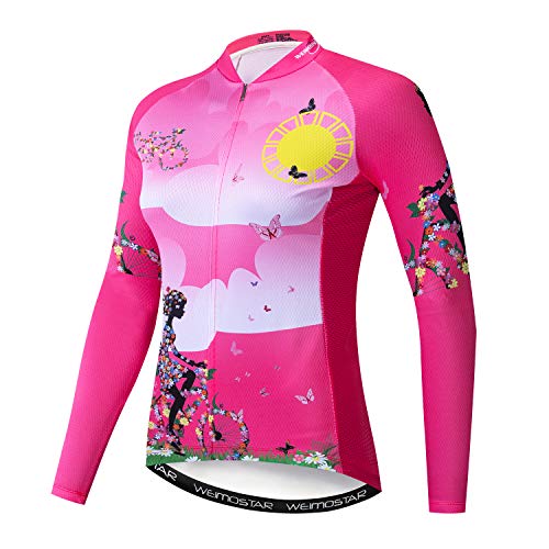 JPOJPO Maillot de ciclismo para mujer, manga larga, para invierno, Niñas, Riding Girl., L(For Your Chest 34-36")