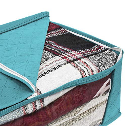 JSENGE Bolsa De Almacenamiento De Ropa Plegable, Almacenaje Bajo La Cama, Contenedor para Ropa De Tela, para Edredones Fundas Almohadas Juguetes Chaquetas Ropa, 48 x 35 x 20 cm, 3 Piezas