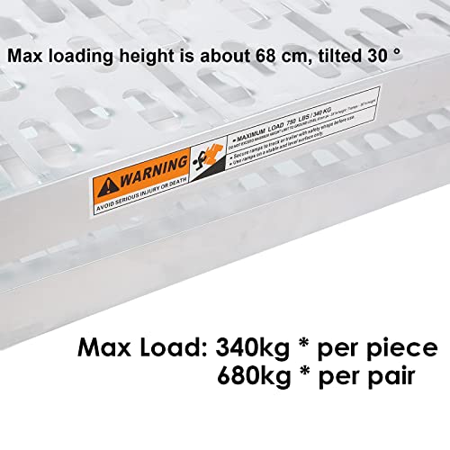 Juego de 2 Rampas de Carga 226 cm, Rampa de Aluminio Plegable, Rampa de Acceso, Antideslizante, MÁX 680 KG, para Remolque, Motocicleta, Automóvil, Quads
