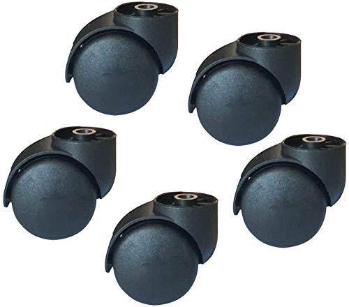 Juego de Ruedas Universales para Silla de Oficina de 5 Ruedas de Conversión de PU, Ruedas Para Silla de Oficina Sin Varilla, Ruedas para Muebles de 50 mm, Diámetro De Orificio de 8 mm,Negro