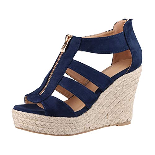 Jumex Elara Sandalias de Mujer Cuña Plataforma Chunkyrayan Azul Marino TH82221-Navy-40