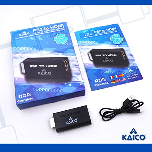 Kaico - Conversor HDMI de la Playstation 2 PS2 - PS2 a HDMI - Adaptador Conversor Componente a HDMI - Reproducir la Playstation 2 en tu TV HDMI - Adaptador Conversor HDMI Retro Gaming PS2 - HDMI - PS2