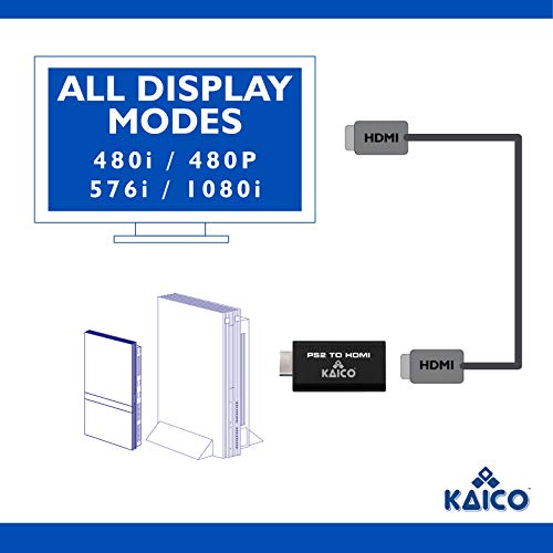 Kaico - Conversor HDMI de la Playstation 2 PS2 - PS2 a HDMI - Adaptador Conversor Componente a HDMI - Reproducir la Playstation 2 en tu TV HDMI - Adaptador Conversor HDMI Retro Gaming PS2 - HDMI - PS2