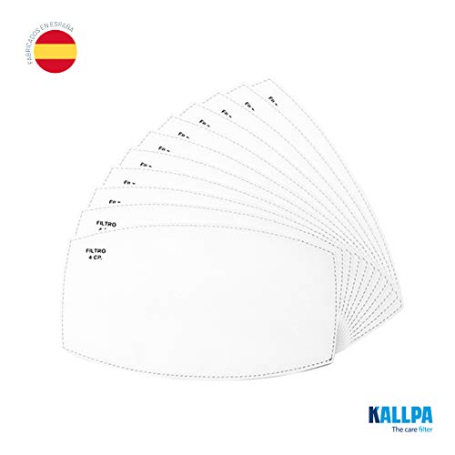 KALLPA® 5 filtros para mascarillas UNE0065 - REUTILIZABLES - fabricados en ESPAÑA - hidrófobo, antiestático y antibacteriano, muy transpirable, (TNT) (tnt)