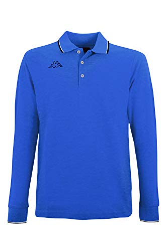 Kappa Polo para hombre de manga larga de algodón piqué 100 % algodón, 200 g., Azul (Blue Royal), XL