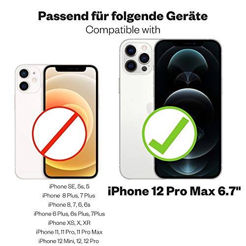 KAVAJ Funda Compatible con Apple iPhone 12 Pro MAX 6.7" Cuero - Miami - Marrón coñac Carcasa Case Bumper con Compartimento para Tarjetas