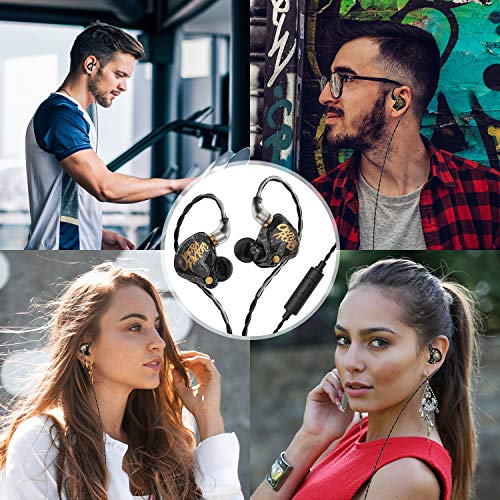 KBEAR OS1PRO Auriculares in Ear para Músicos, Auriculares HiFi con Sonido Estéreo Impulsado por Graves, Cancelación de Ruido, Cable Desmontable de 2 Pines, (Negro, con Micrófono)