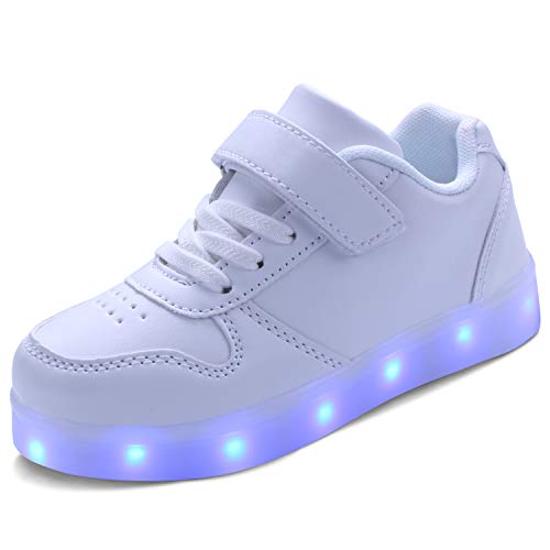 kealux Zapatos LED para niños y jóvenes Zapatos Blancos con Luces Bajas para niñas Niños Zapatos con Carga USB para niños Moda Zapatillas LED Unisex con Control Remoto - 25