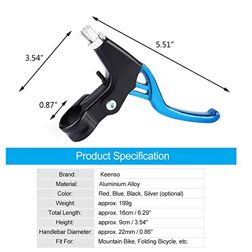 Keenso 1 par de Manetas de Freno de Bicicleta, Manetas Universal Aleación de Aluminio de Bicicleta montaña (Azul)