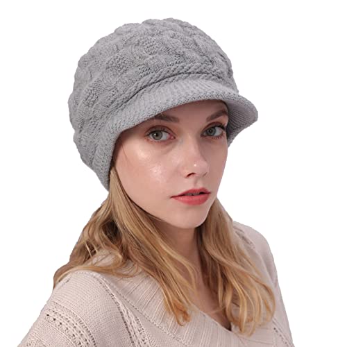 KeepSa Mujer Invierno Cálido Francés Beanie Gorro de Punto Boinas Sombrero con Forro Polar para Niña Primavera Otoño e Invierno Esquiar Cabbie Cap, Acampar, Correr, Ciclismo