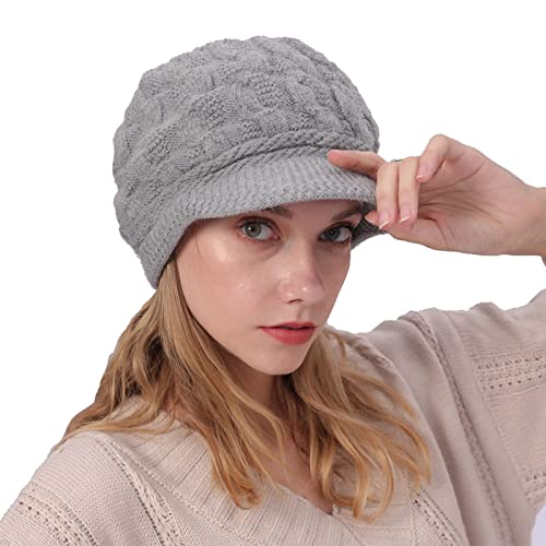 KeepSa Mujer Invierno Cálido Francés Beanie Gorro de Punto Boinas Sombrero con Forro Polar para Niña Primavera Otoño e Invierno Esquiar Cabbie Cap, Acampar, Correr, Ciclismo