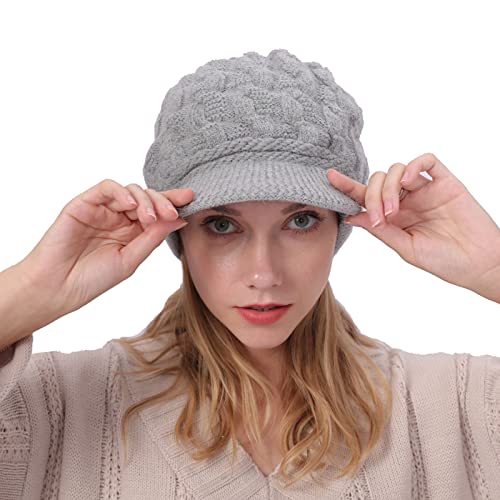 KeepSa Mujer Invierno Cálido Francés Beanie Gorro de Punto Boinas Sombrero con Forro Polar para Niña Primavera Otoño e Invierno Esquiar Cabbie Cap, Acampar, Correr, Ciclismo