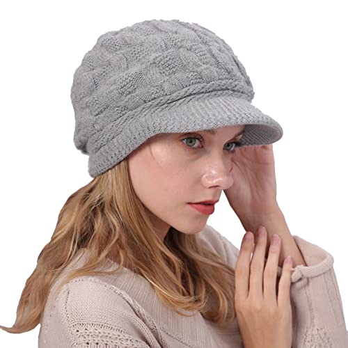 KeepSa Mujer Invierno Cálido Francés Beanie Gorro de Punto Boinas Sombrero con Forro Polar para Niña Primavera Otoño e Invierno Esquiar Cabbie Cap, Acampar, Correr, Ciclismo